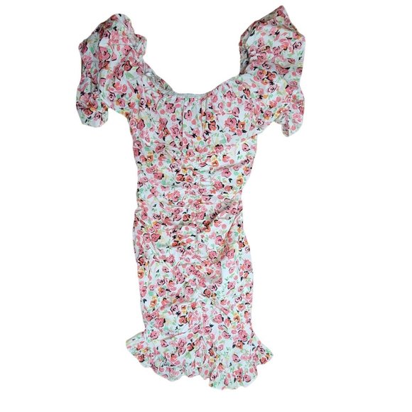 ZARA Floral Printed Draped Ruched Ruffled Mini Dress Size Women's Size Small - Picture 4 of 7